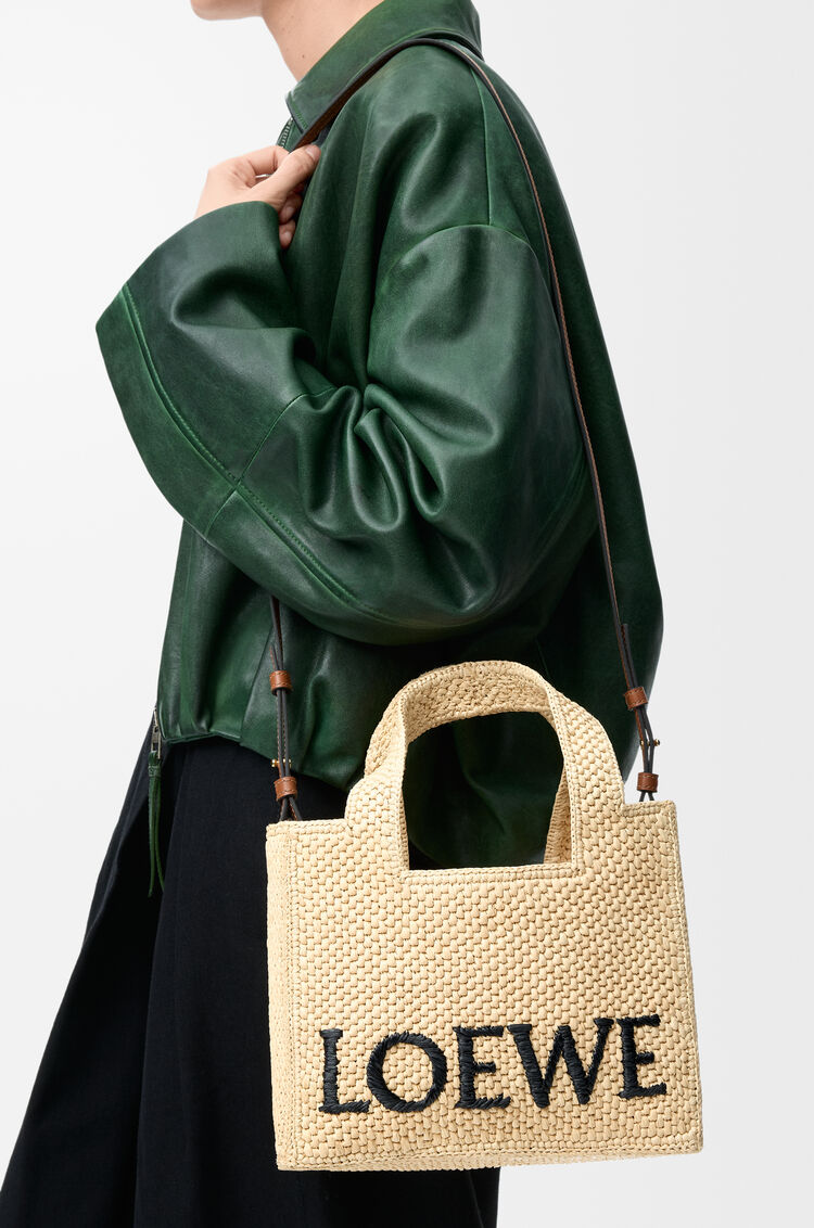 Small LOEWE Font Tote In Raffia Natural - LOEWE
