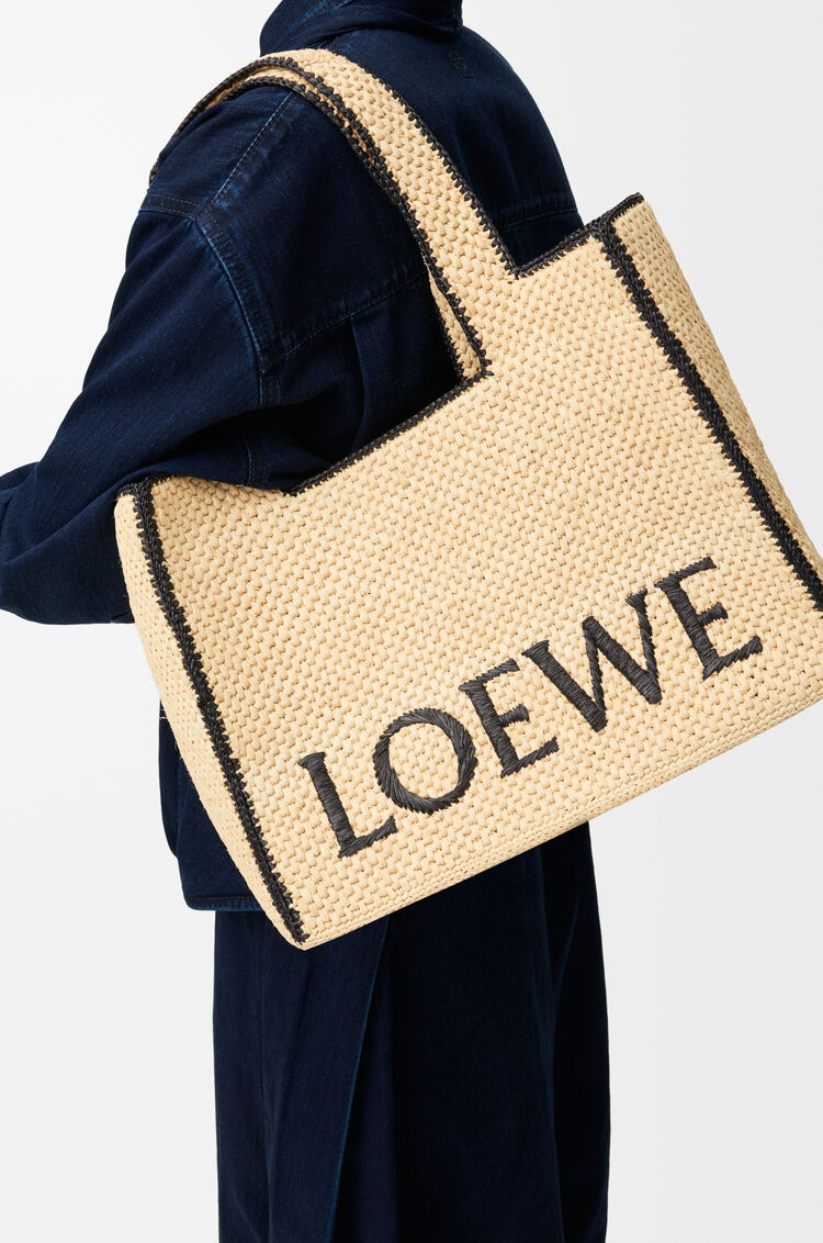 Large LOEWE Font Tote In Raffia Natural - LOEWE