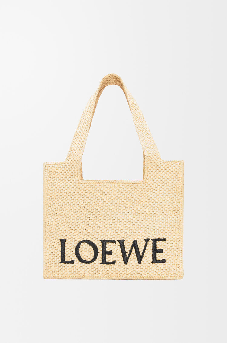Medium LOEWE Font Tote In Raffia Natural - LOEWE