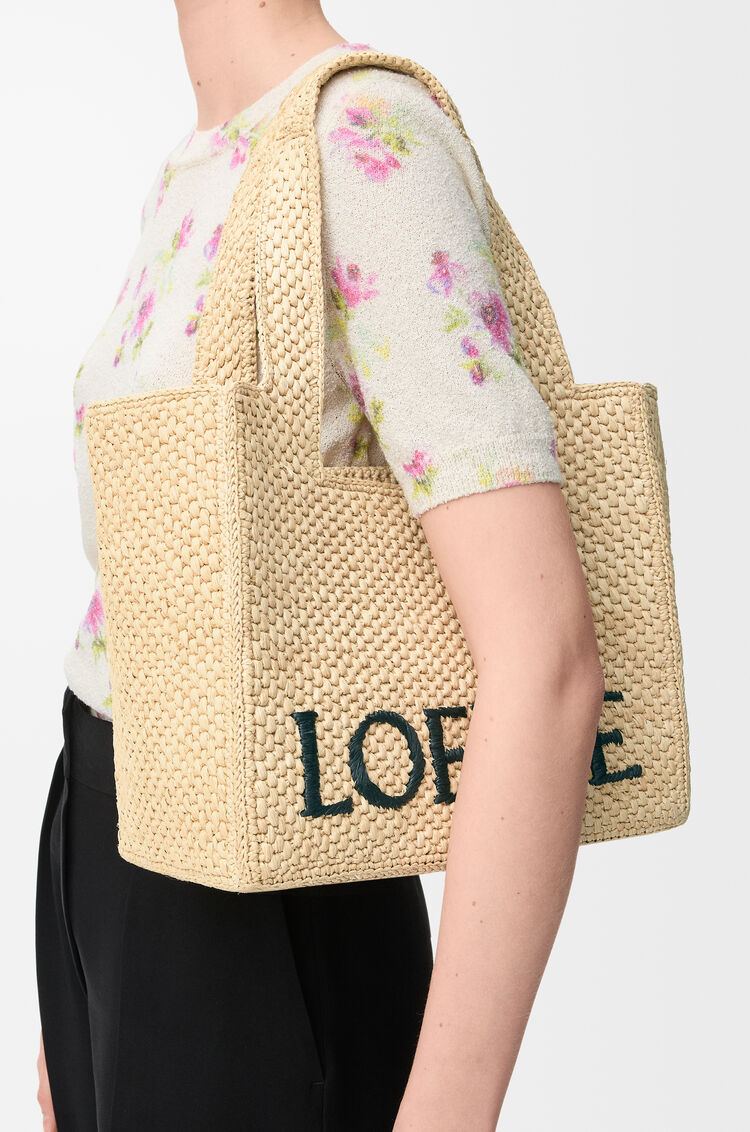 Medium LOEWE Font Tote In Raffia Natural - LOEWE